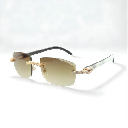 Bouquet White Buffs Cut Light Green Lens - Dolla Shades