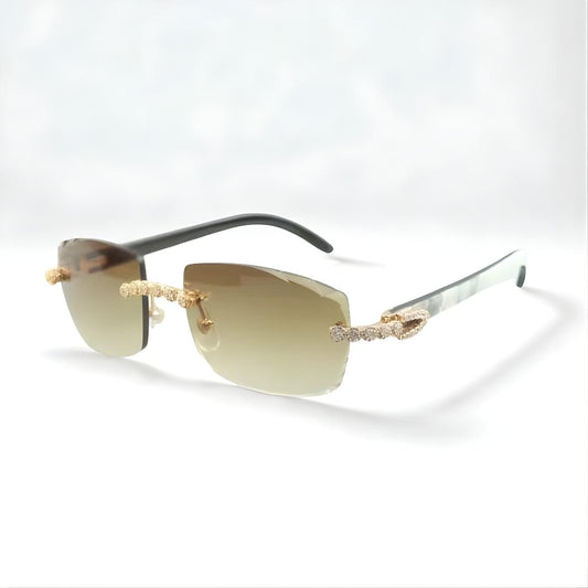 Bouquet White Buffs Cut Light Green Lens - Dolla Shades