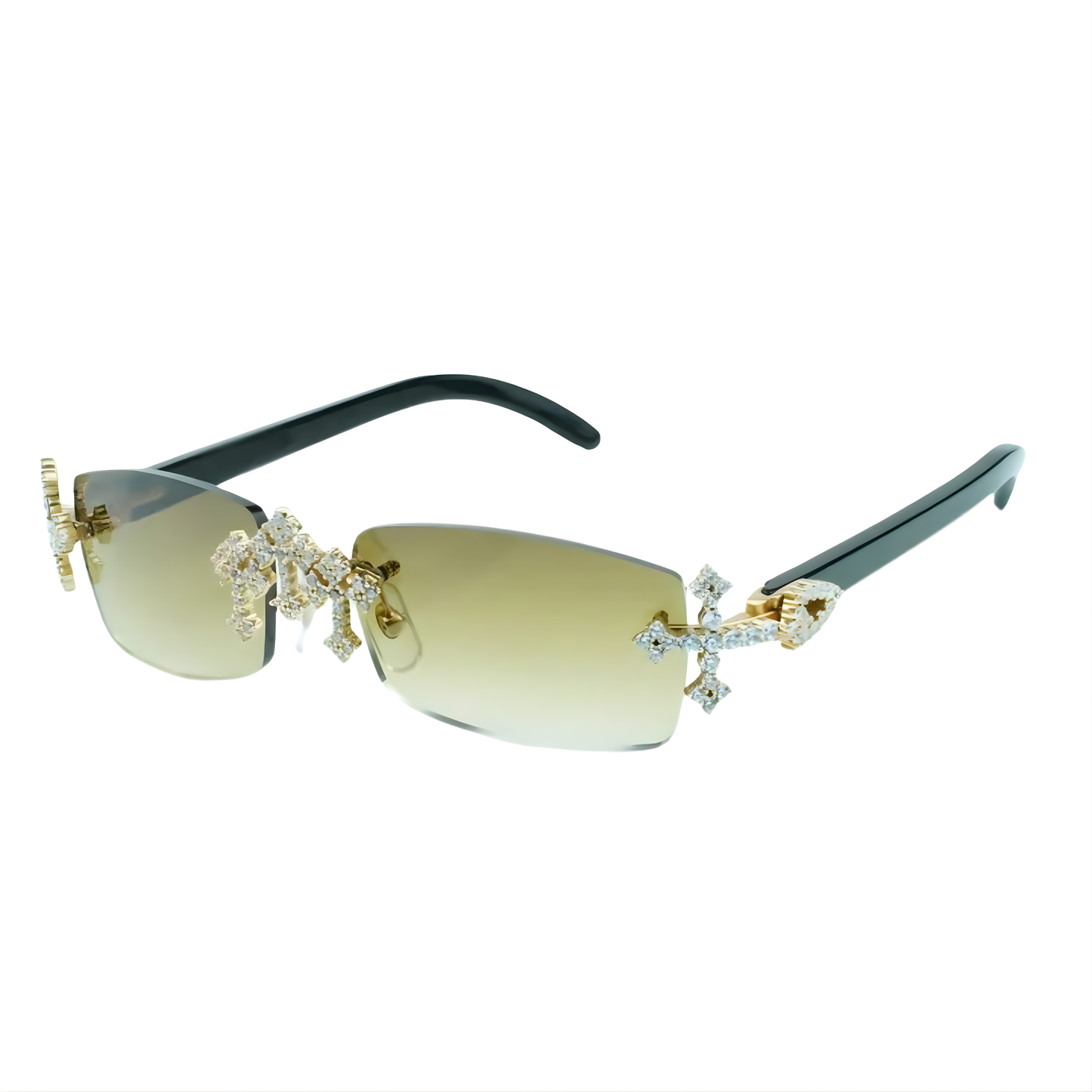 Iced Out Cross Black Buffs - Blue Lens
