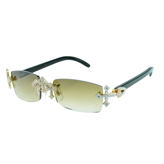 Iced Out Cross Black Buffs - Brown Lens