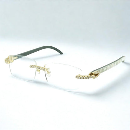 Iced Out White Buffs Clear Lens