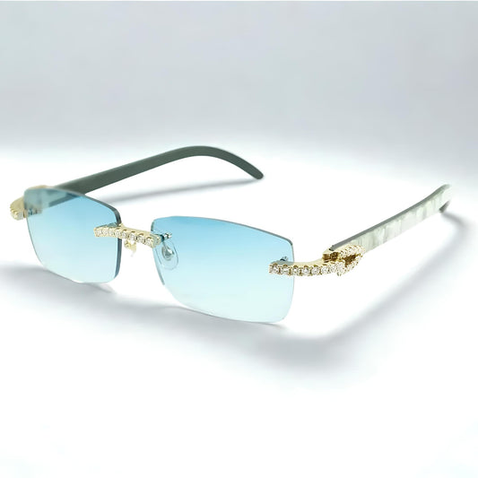 Iced Out White Buffs Blue Lens