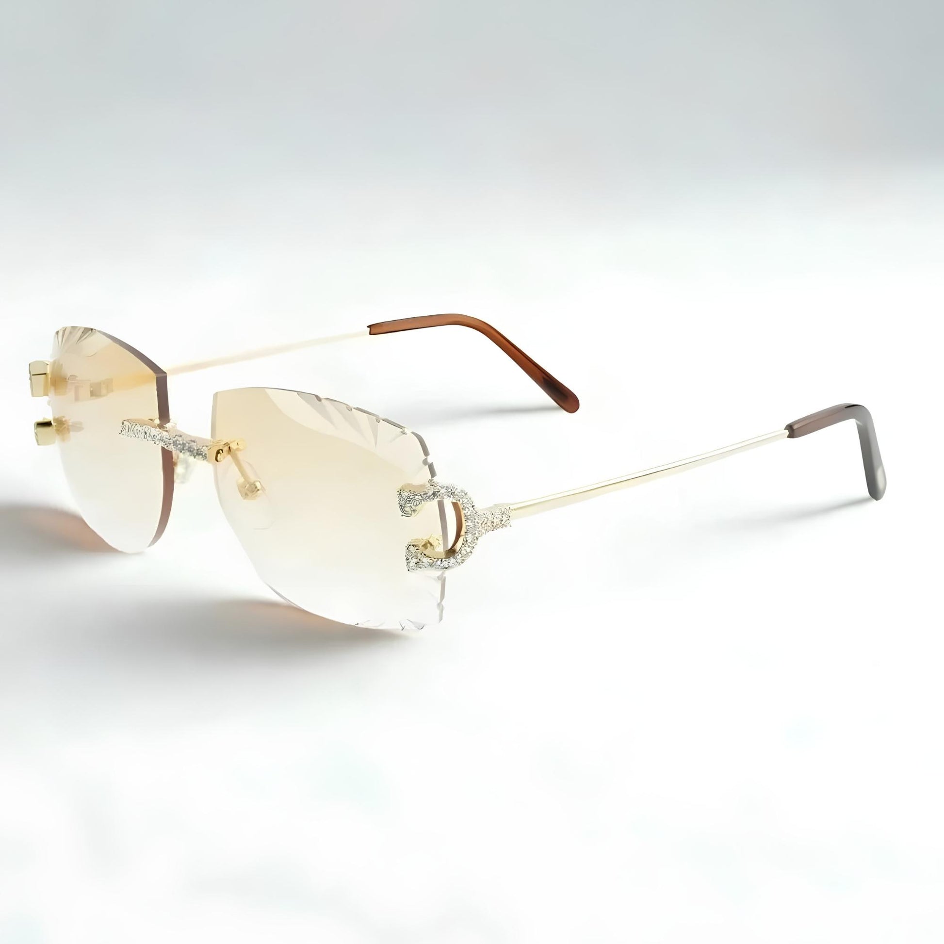 Iced Out C Wires - Diamond Cut Two Tone Orange Lens - Dolla Shades