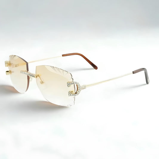 Iced Out C Wires - Diamond Cut Two Tone Orange Lens - Dolla Shades