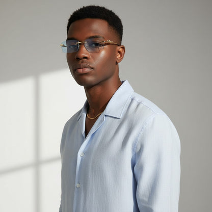 Gold Leopard Frames - Light Blue Lenses - Dolla Shades