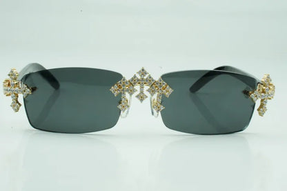Iced Out Cross White Buffs - Black Lens