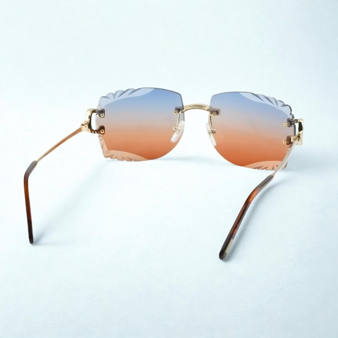 Iced Out C Wires - Diamond Cut Two Tone Orange Lens - Dolla Shades