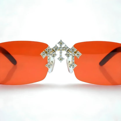 Iced Out Cross White Buffs - Red Lens - Dolla Shades