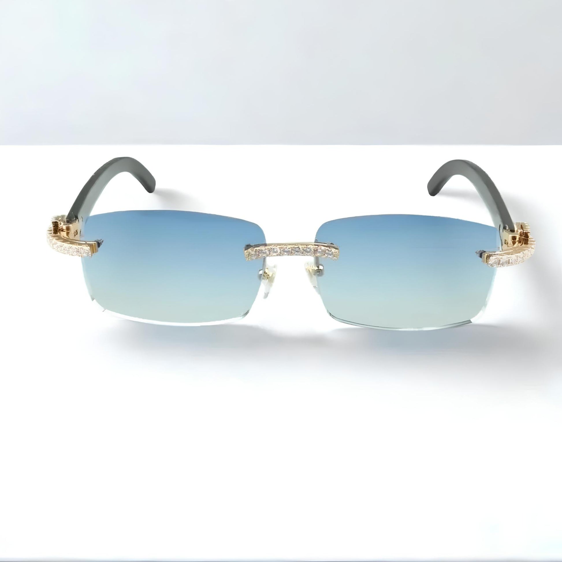 CZ White Buffs Blue Lens - Dolla Shades