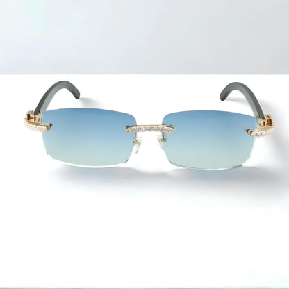 CZ White Buffs Blue Lens - Dolla Shades