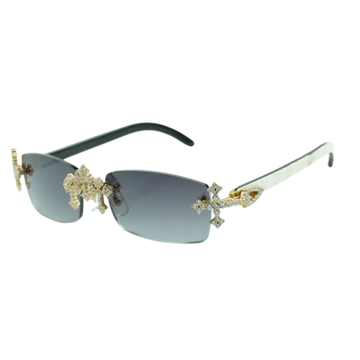 Iced Out Cross White Buffs - Blue Lens
