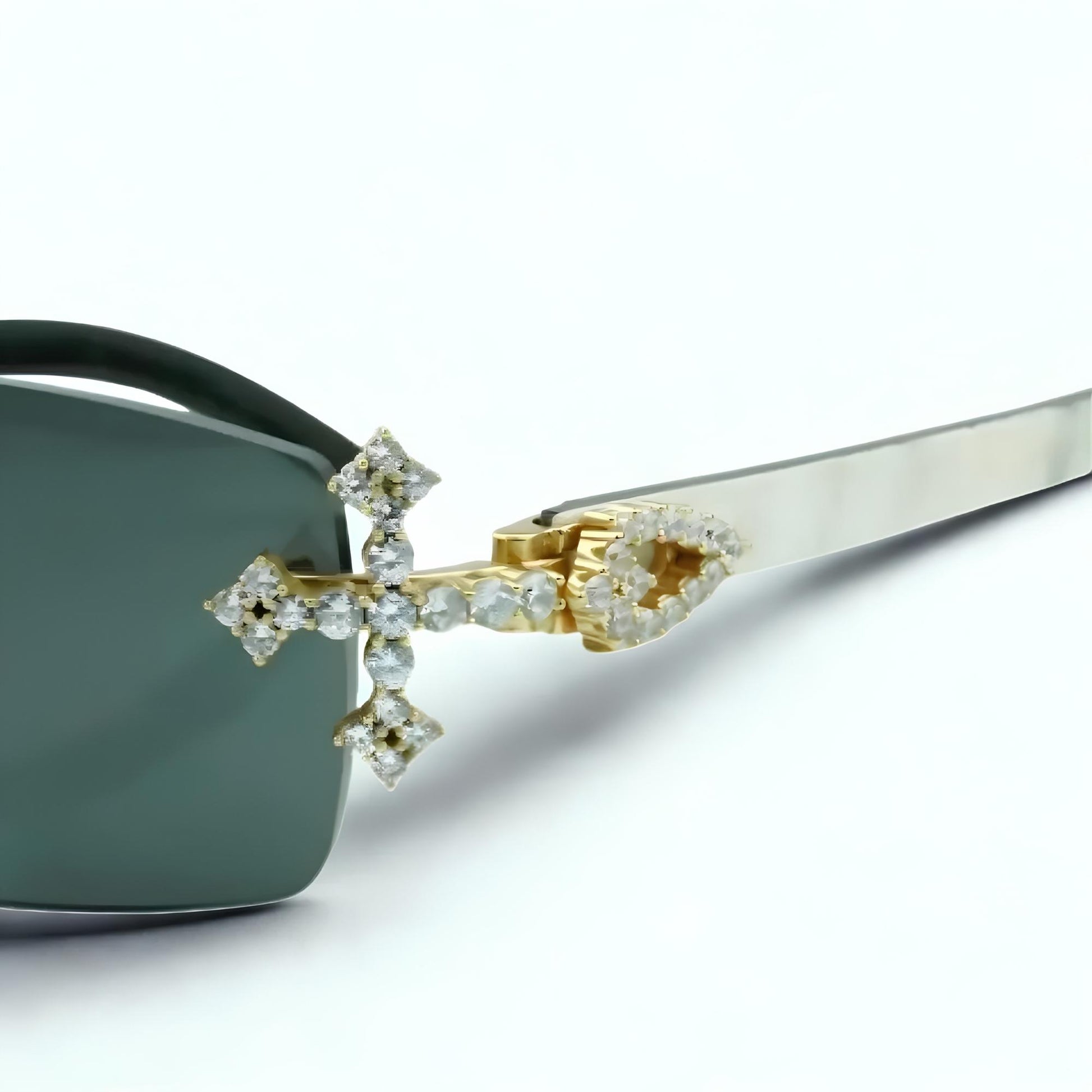 Iced Out Cross White Buffs - Black Lens - Dolla Shades