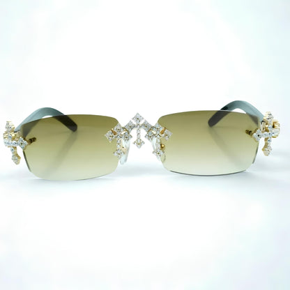 Iced Out Cross Black Buffs - Brown Lens - Dolla Shades