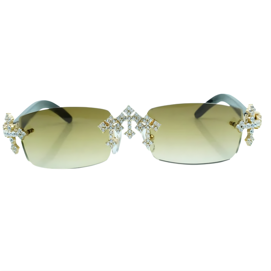 Iced Out Cross Black Buffs - Brown Lens