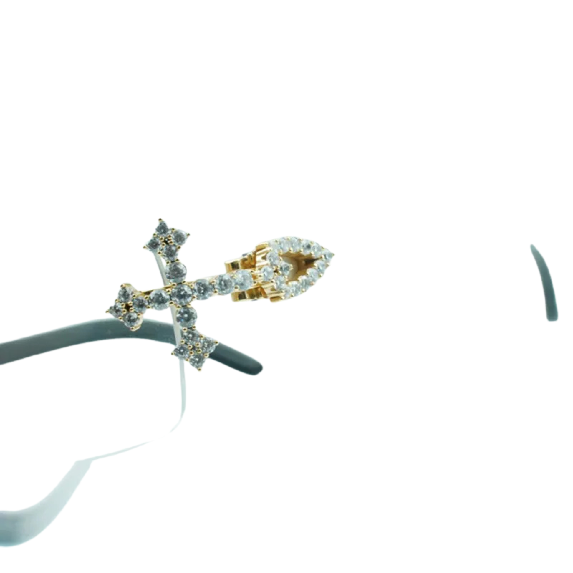 Iced Out Cross White Buffs - Clear Lens - Dolla Shades