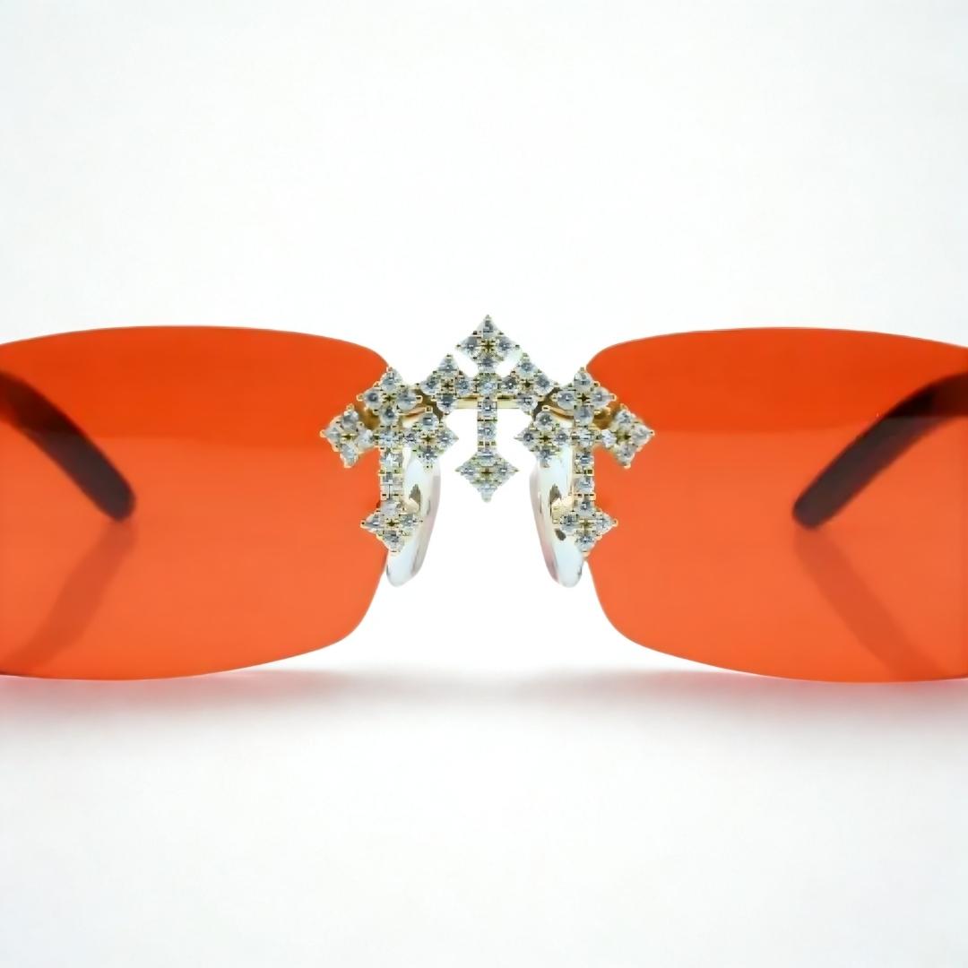 Iced Out Cross White Buffs - Red Lens