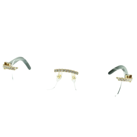 Iced Out White Buffs Clear Lens Sunglasses | Premium Rimless Eyewear