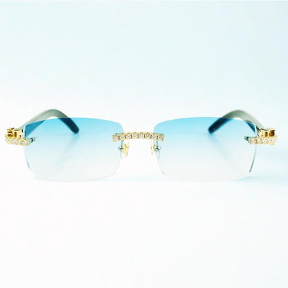 Iced Out White Buffs Blue Lens