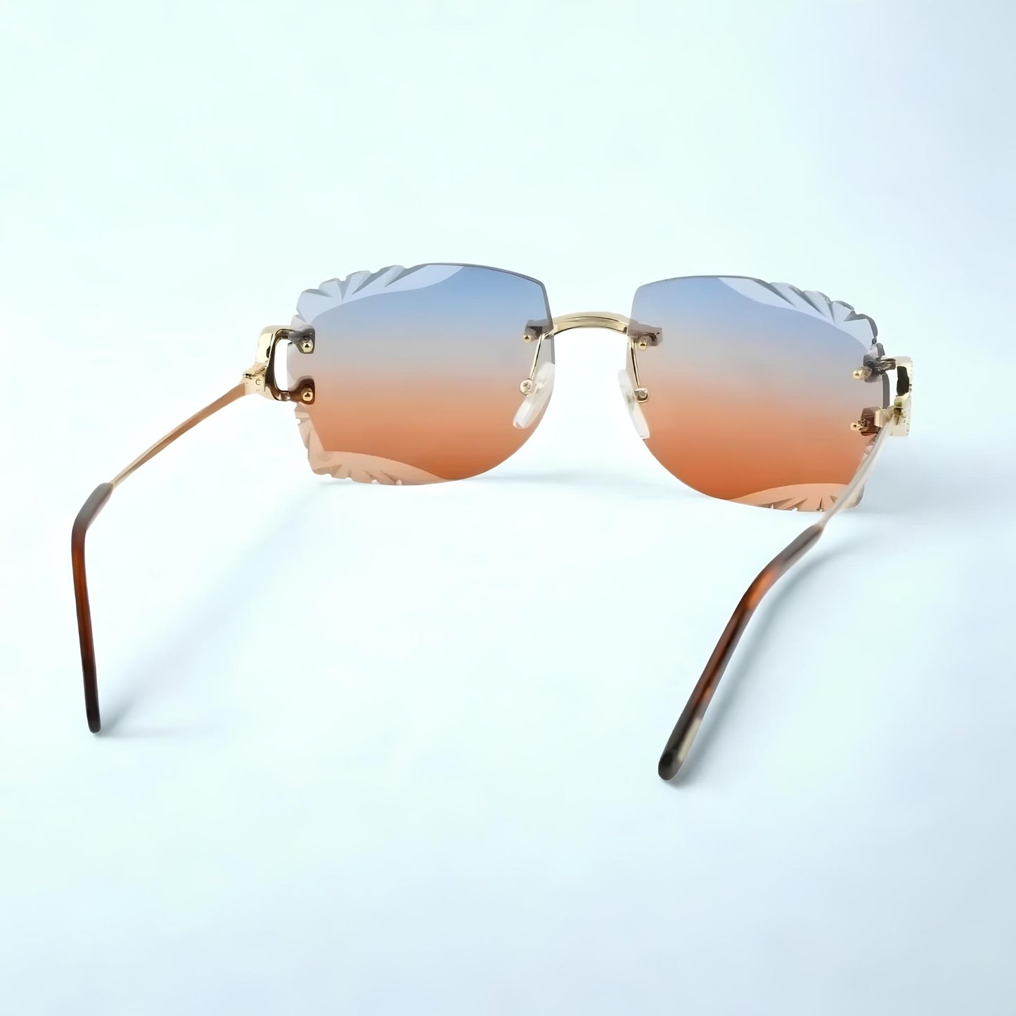 Iced Out C Wires - Diamond Cut Two Tone Orange Lens - Dolla Shades