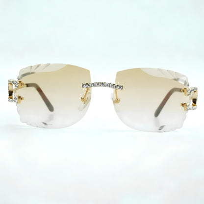Iced Out C Wires - Diamond Cut Yellow Lens - Dolla Shades