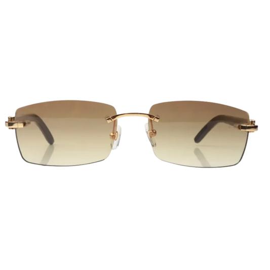 White Buffs Brown Lens Sunglasses | Premium Rimless Eyewear