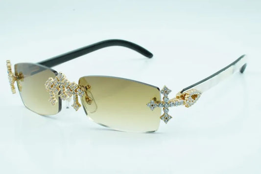 Iced Out Cross White Buffs - Clear Lens