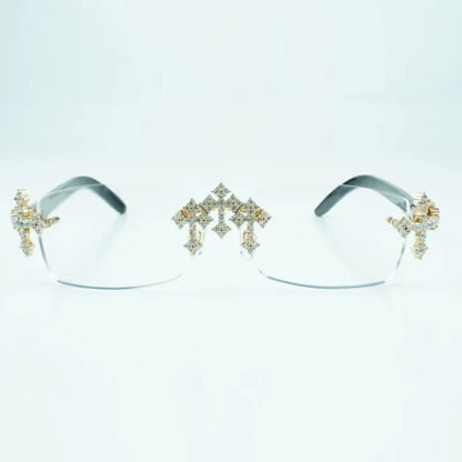 Iced Out Cross White Buffs - Clear Lens