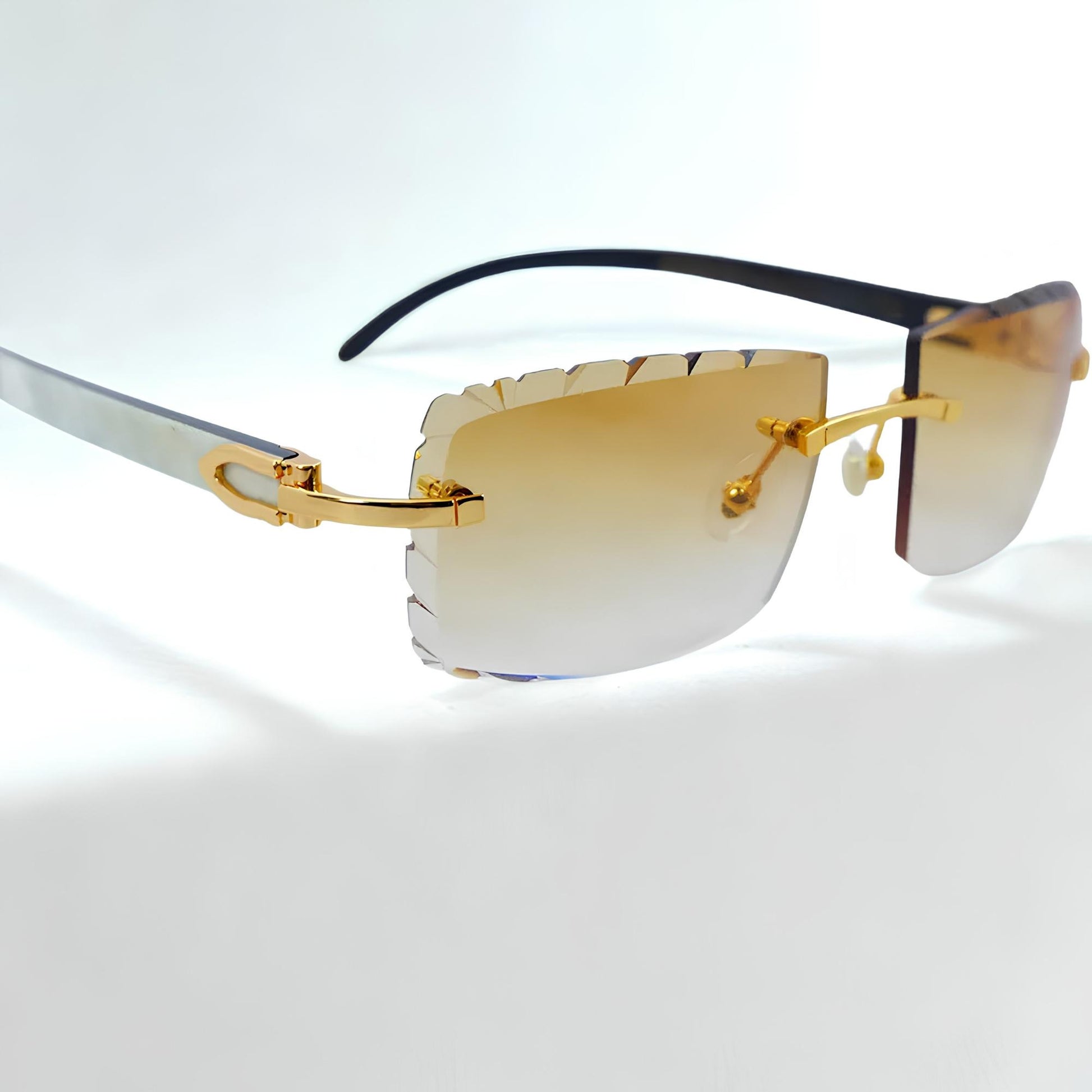 White Buffs Brown Cut Lens - Dolla Shades