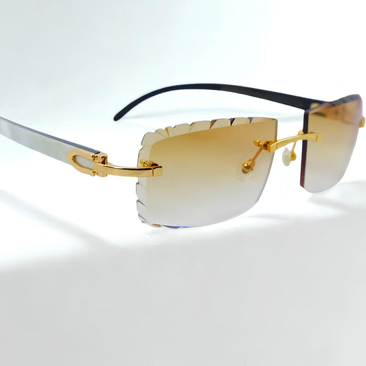 White Buffs Brown Cut Lens - Dolla Shades