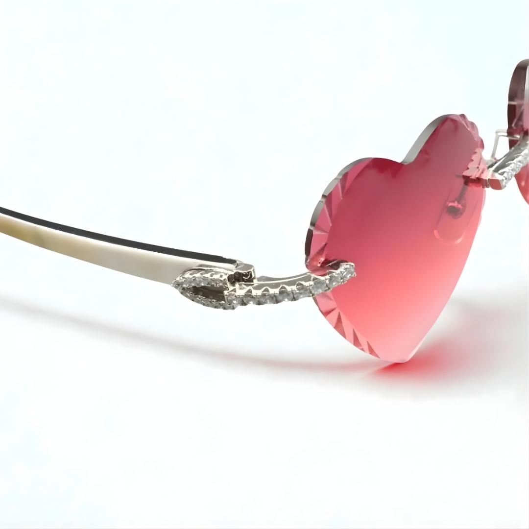 Iced Out White Buffs - Purple Heart Lenses - Dolla Shades