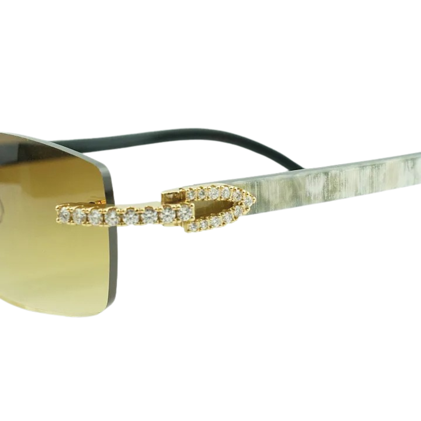 Iced Out White Buffs Brown Lens Sunglasses