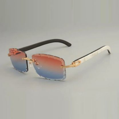 White Buffs Clear Diamond Cut Sunglasses | Premium Rimless Eyewear
