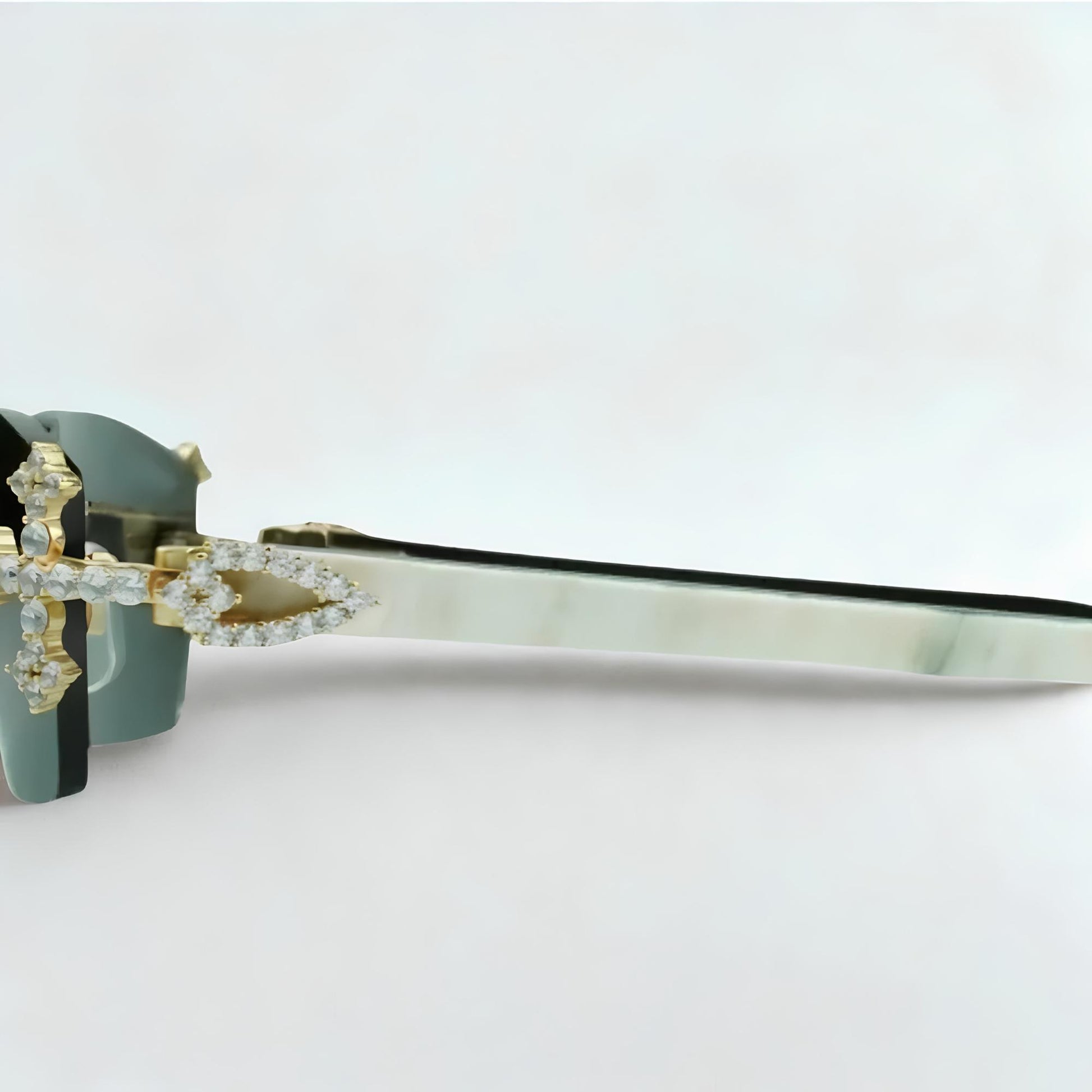 Iced Out Cross White Buffs - Black Lens - Dolla Shades