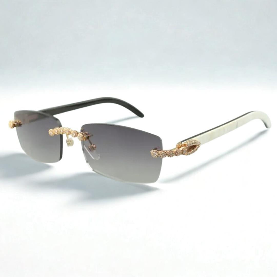 Bouquet White Buffs Blue Lens - Dolla Shades