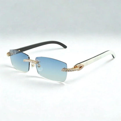 CZ White Buffs Blue Lens - Dolla Shades
