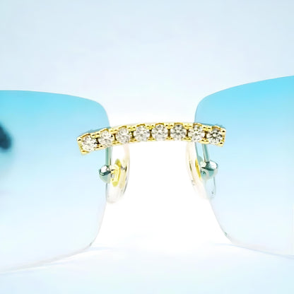 Iced Out White Buffs Blue Lens