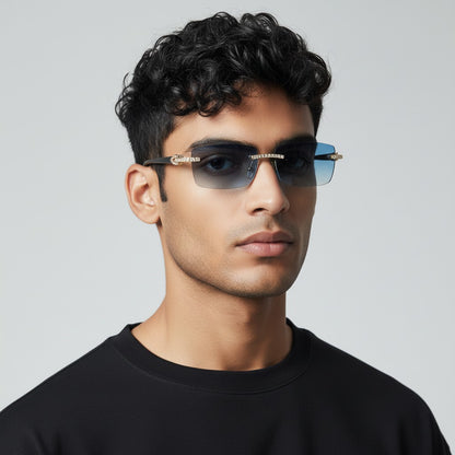 CZ Black Buffs Blue Lens - Dolla Shades