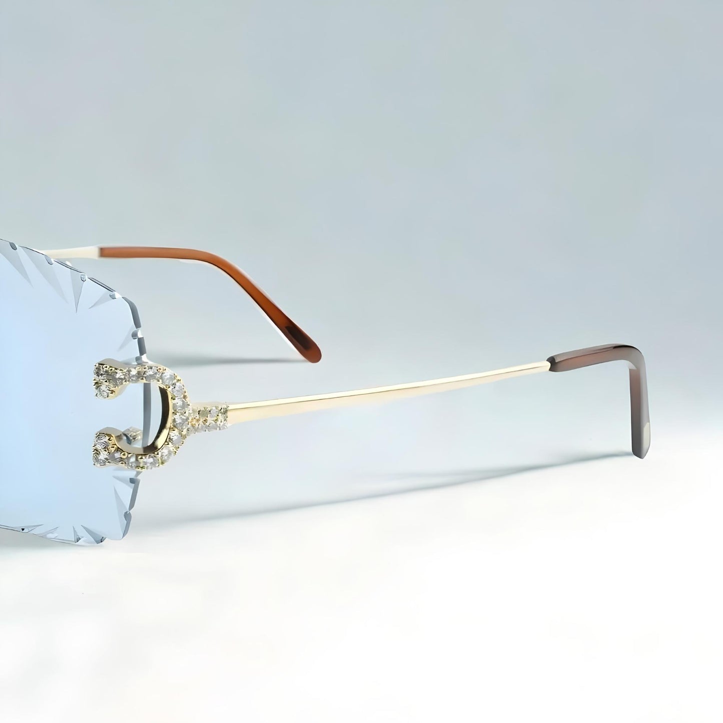 Iced Out C Wires - Diamond Cut Light Blue Lens - Dolla Shades