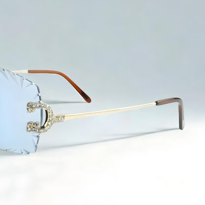 Iced Out C Wires - Diamond Cut Light Blue Lens - Dolla Shades