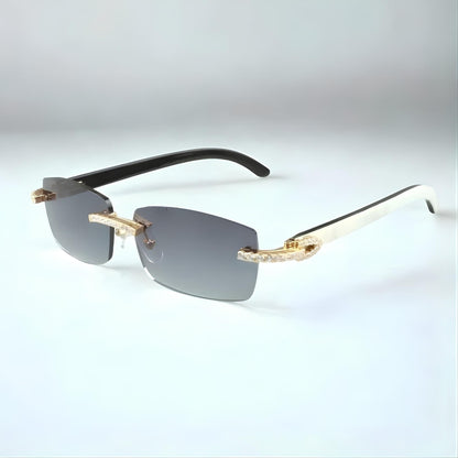 CZ White Buffs Blue Lens - Dolla Shades