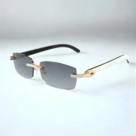 CZ White Buffs Blue Lens - Dolla Shades