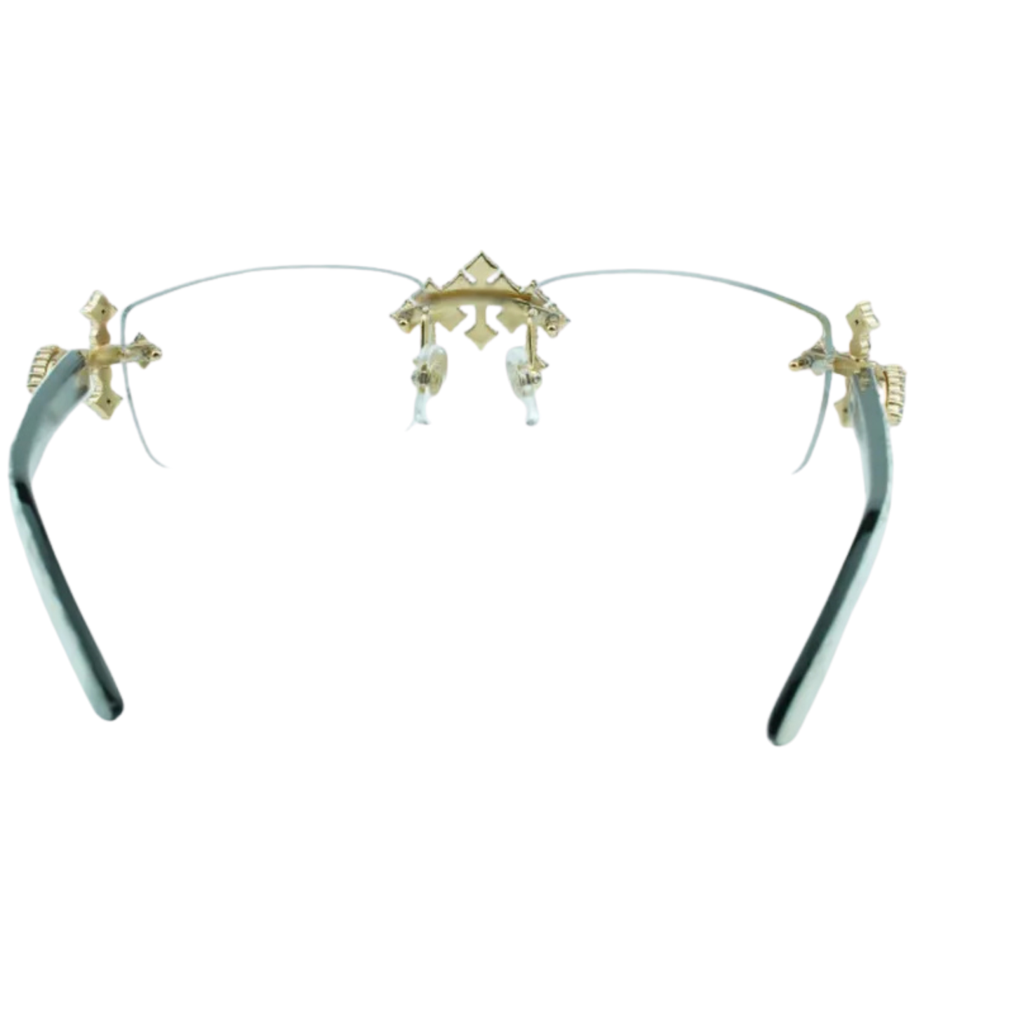 Iced Out Cross White Buffs - Clear Lens - Dolla Shades