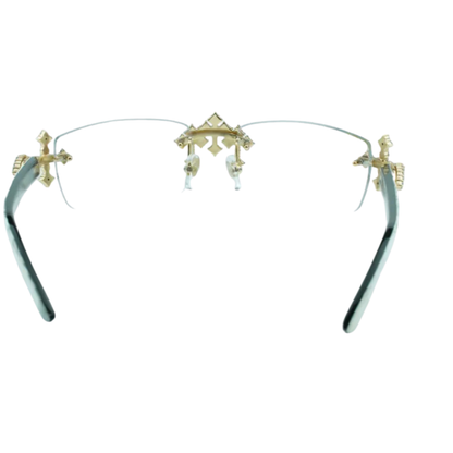 Iced Out Cross White Buffs - Clear Lens - Dolla Shades