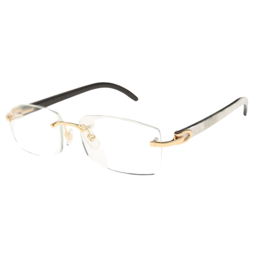 White Buffs Clear Lens Sunglasses | Premium Rimless Eyewear