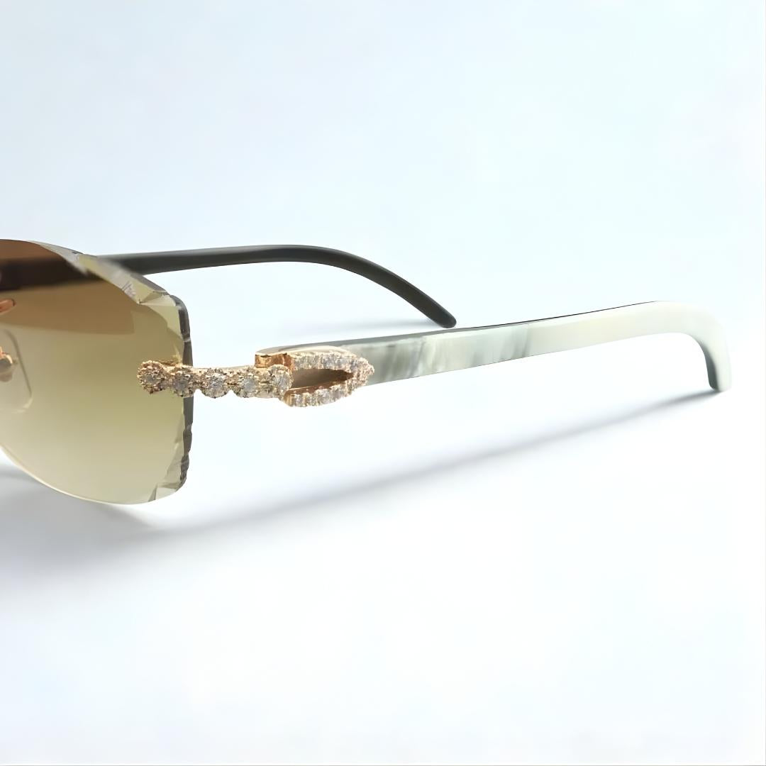 Bouquet White Buffs Cut Brown Lens - Dolla Shades
