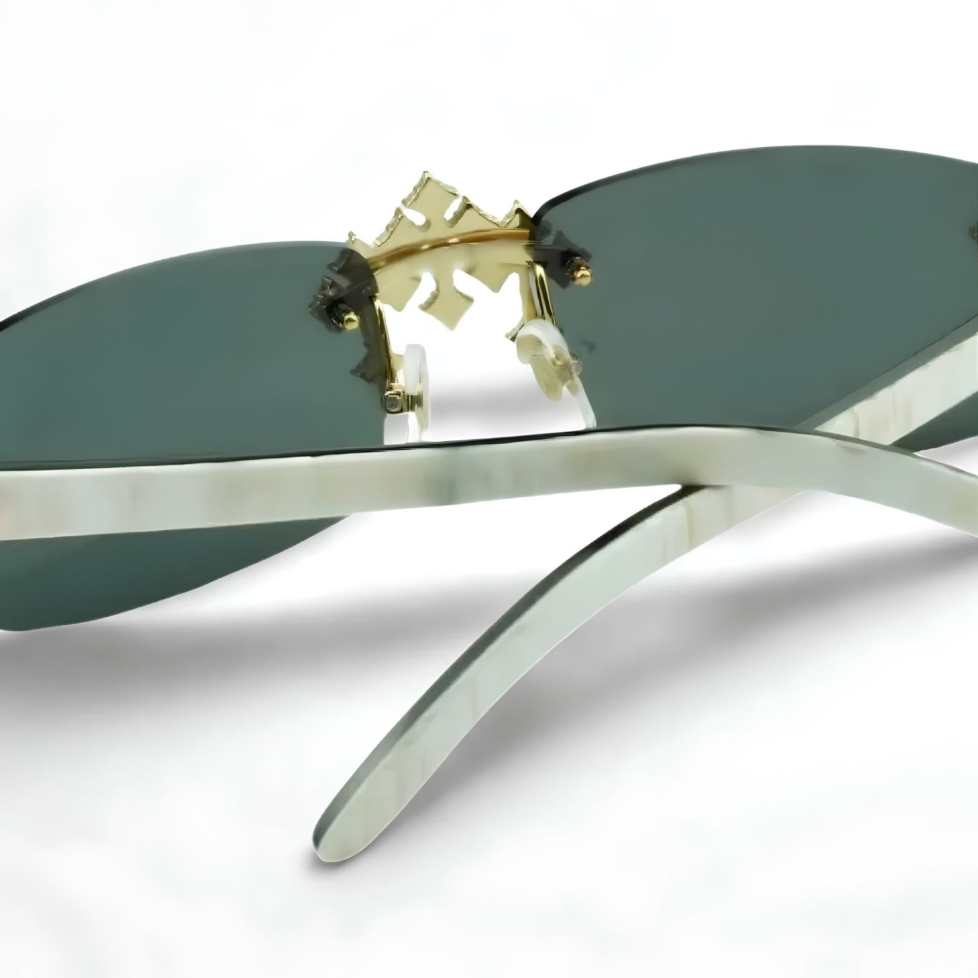 Iced Out Cross White Buffs - Black Lens - Dolla Shades