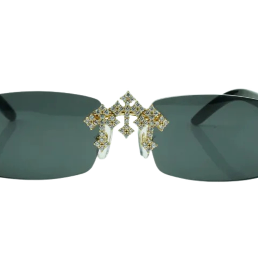 Iced Out Cross White Buffs - Black Lens
