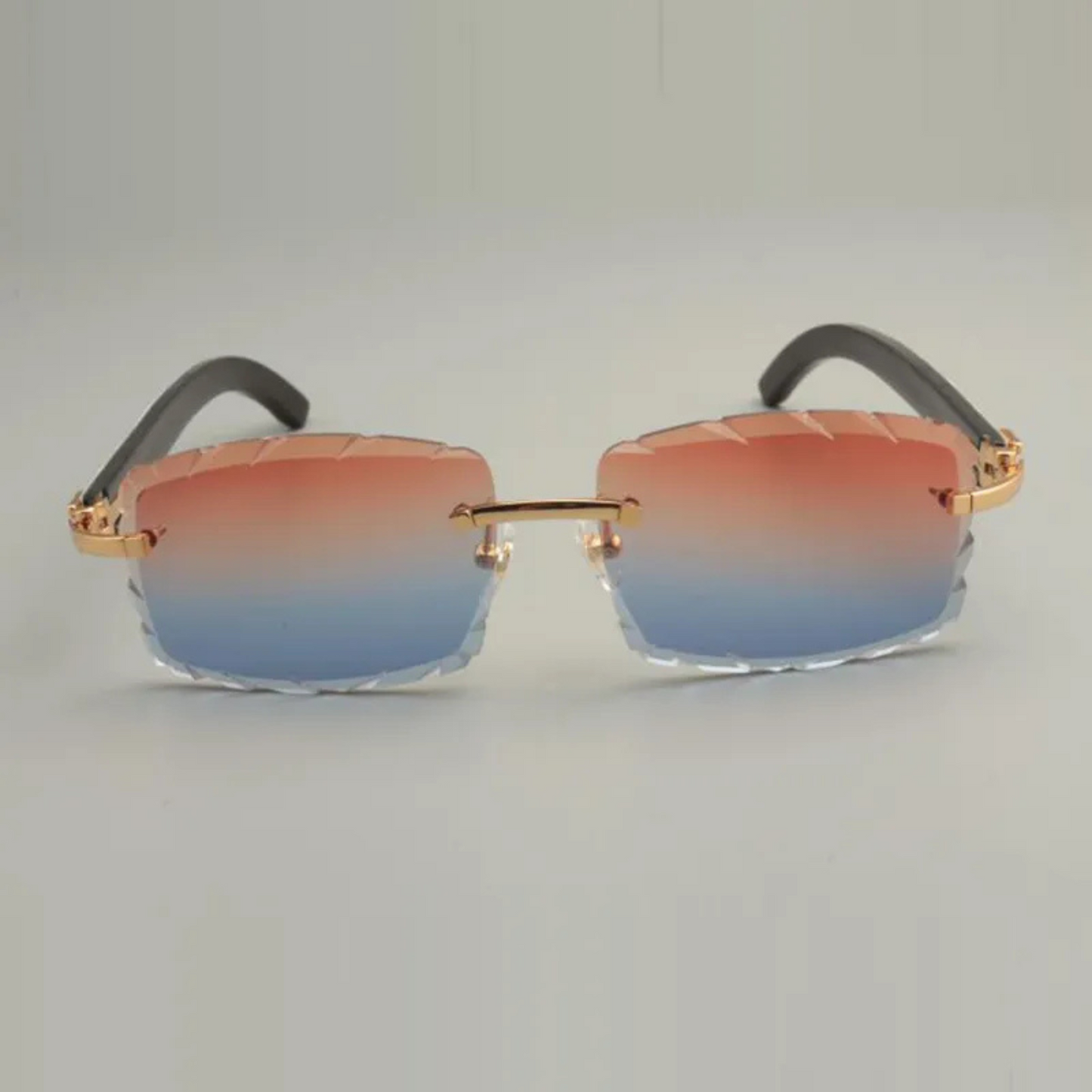 White Buffs Clear Diamond Cut Sunglasses | Premium Rimless Eyewear