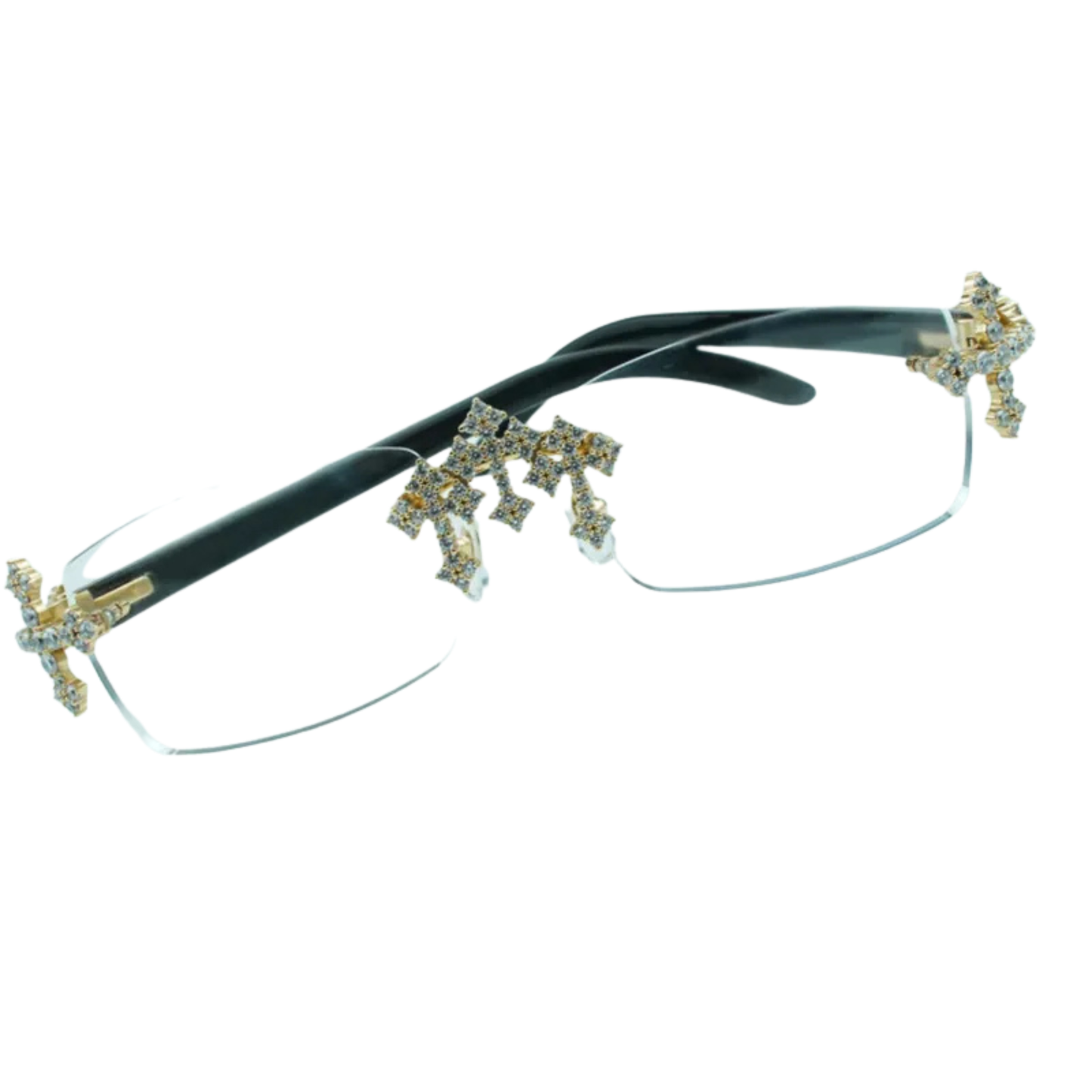 Iced Out Cross White Buffs - Blue Lens