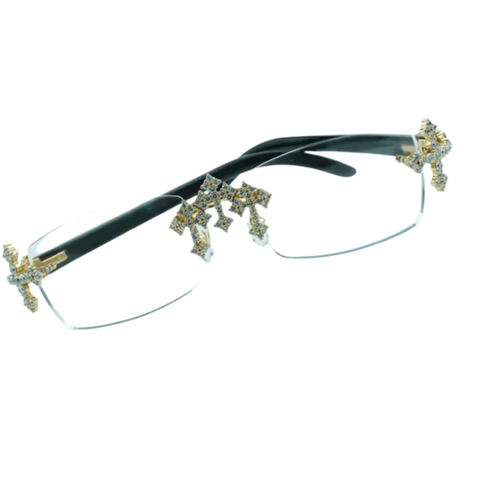 Iced Out Cross White Buffs - Clear Lens